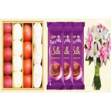 Sweets Box, Chocolate & Lily Flowers Combo