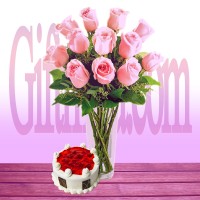 Congratulation Gift With Pink Roses